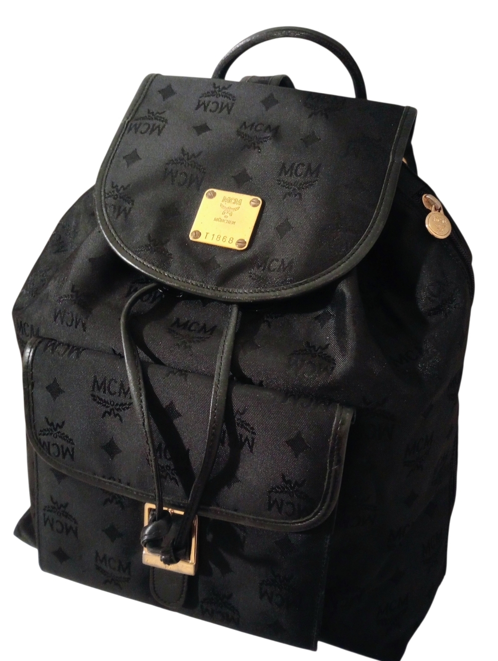 MCM Black Visetos Nylon Drawstring Backpack - Picture 16 of 16